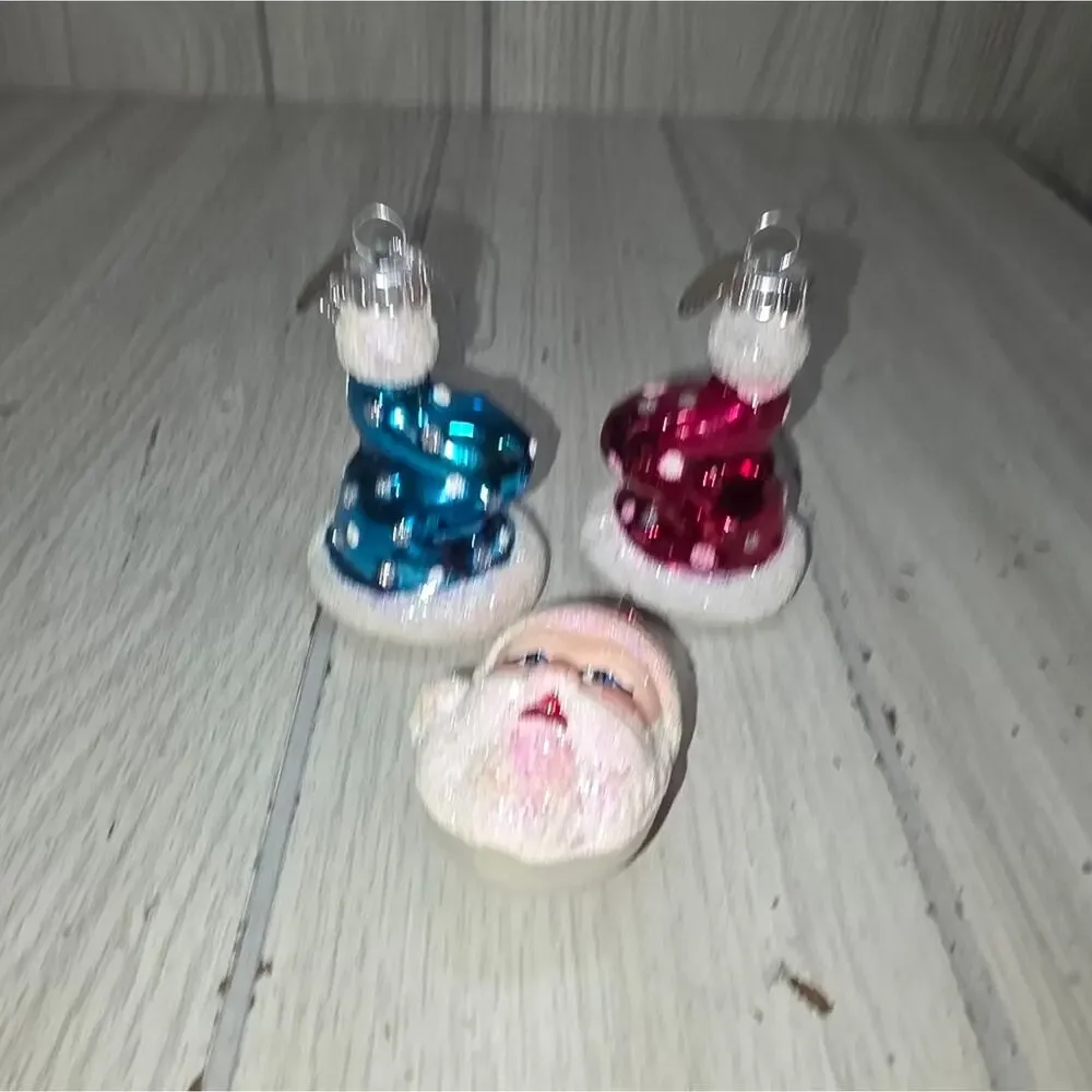 Christopher Radko Celebrations Santa Claus Ornament Glass Set Of 3 Christmas